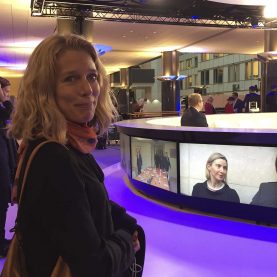 Asa Aspild, Expressen (S) på besøg i tv-studiet tæt ved EU-parlementet Foto: Joan Rask