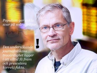 Axel Rappe, journalist Yle siger: Trots att vikten av grävande journalistik ökar, eller kanske just därför, så finns det oroväckande tendenser som hotar den undersökande journalistiken. Foto: Privat / Illustration: Ole Rode Jensen