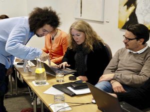 Ingeborg Vigerust Rangul, Norge og Steen Söderberg, Sverige følger intens med i Magnus Bjergs undervisning i Twitter (deltagere Aarhus 2016) 
