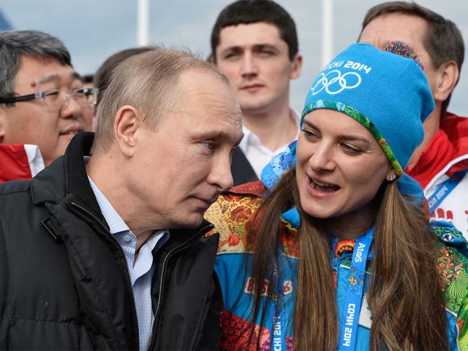 Den russiske præsident Putin ved vinter OL 2014, ski. Foto: ritzau/AP/Pascal le Segretain